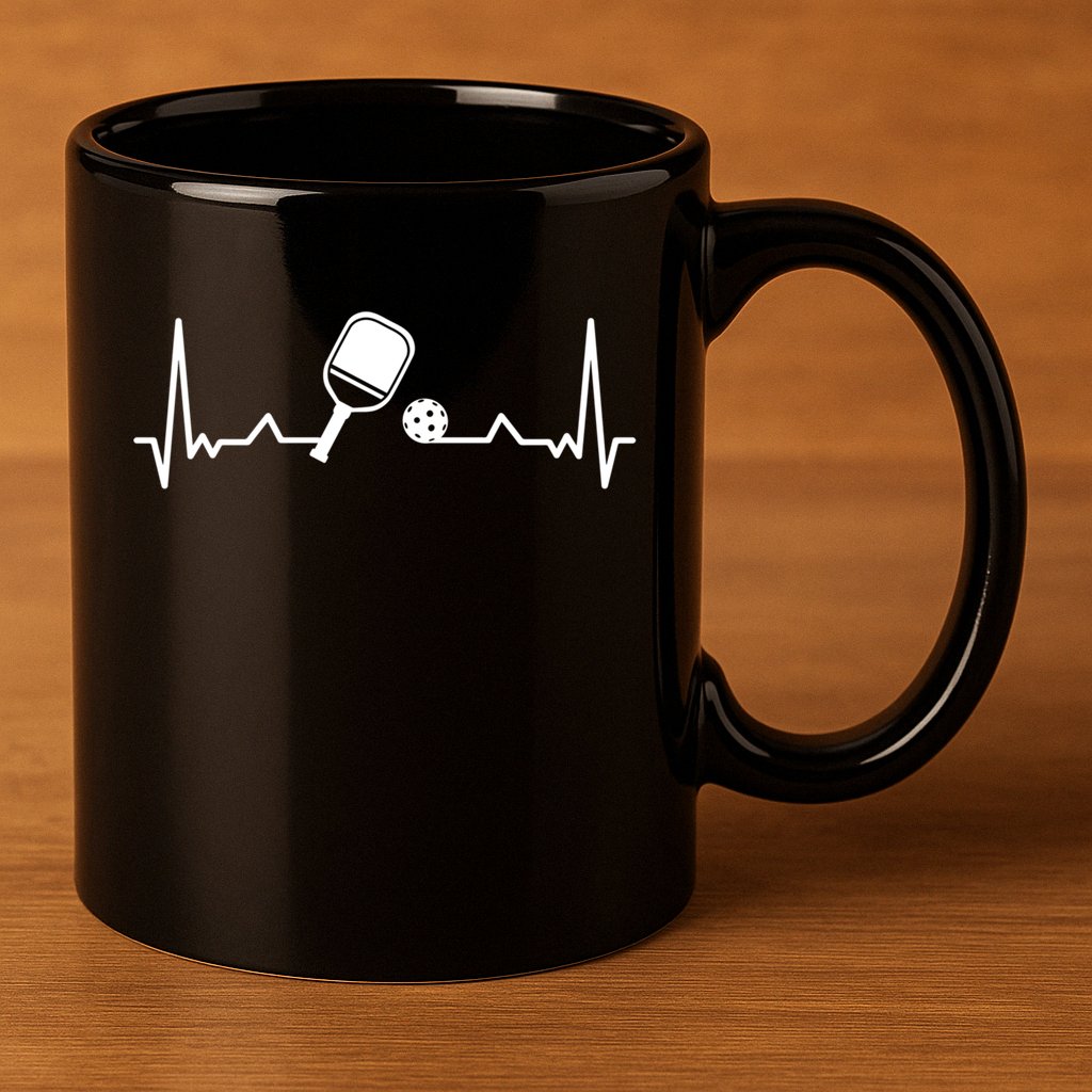 Pickleball Heartbeat Gift Pickleball Player Gift 11oz C Handle Ceramic Mug