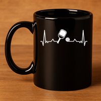Pickleball Heartbeat Gift Pickleball Player Gift 11oz C Handle Ceramic Mug