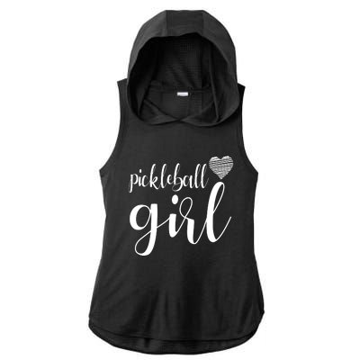 Pickleball Heart Girl Ladies PosiCharge Tri-Blend Wicking Draft Hoodie Tank