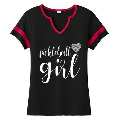 Pickleball Heart Girl Ladies Halftime Notch Neck Tee