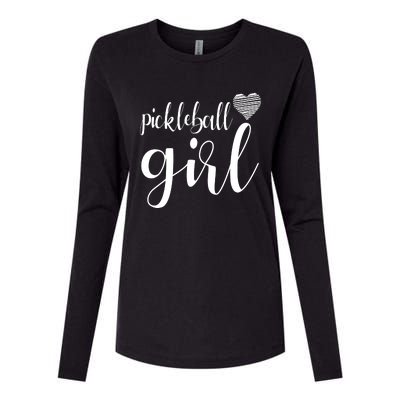 Pickleball Heart Girl Womens Cotton Relaxed Long Sleeve T-Shirt