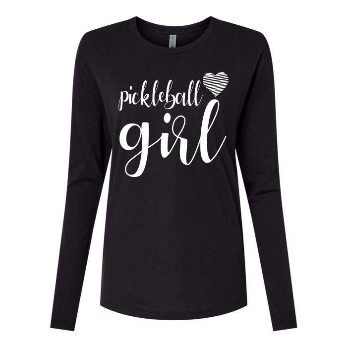 Pickleball Heart Girl Womens Cotton Relaxed Long Sleeve T-Shirt