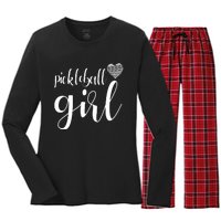 Pickleball Heart Girl Women's Long Sleeve Flannel Pajama Set 