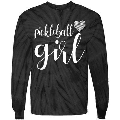 Pickleball Heart Girl Tie-Dye Long Sleeve Shirt