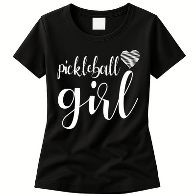 Pickleball Heart Girl Womens T-Shirt