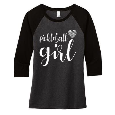 Pickleball Heart Girl Women's Tri-Blend 3/4-Sleeve Raglan Shirt