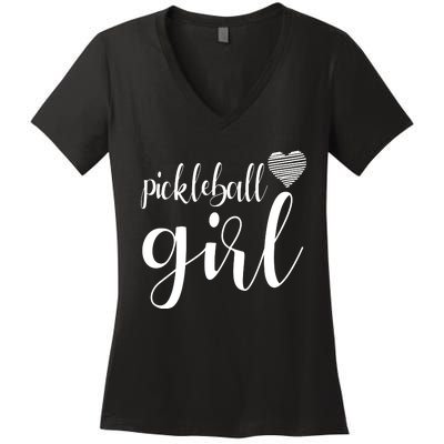 Pickleball Heart Girl Women's V-Neck T-Shirt