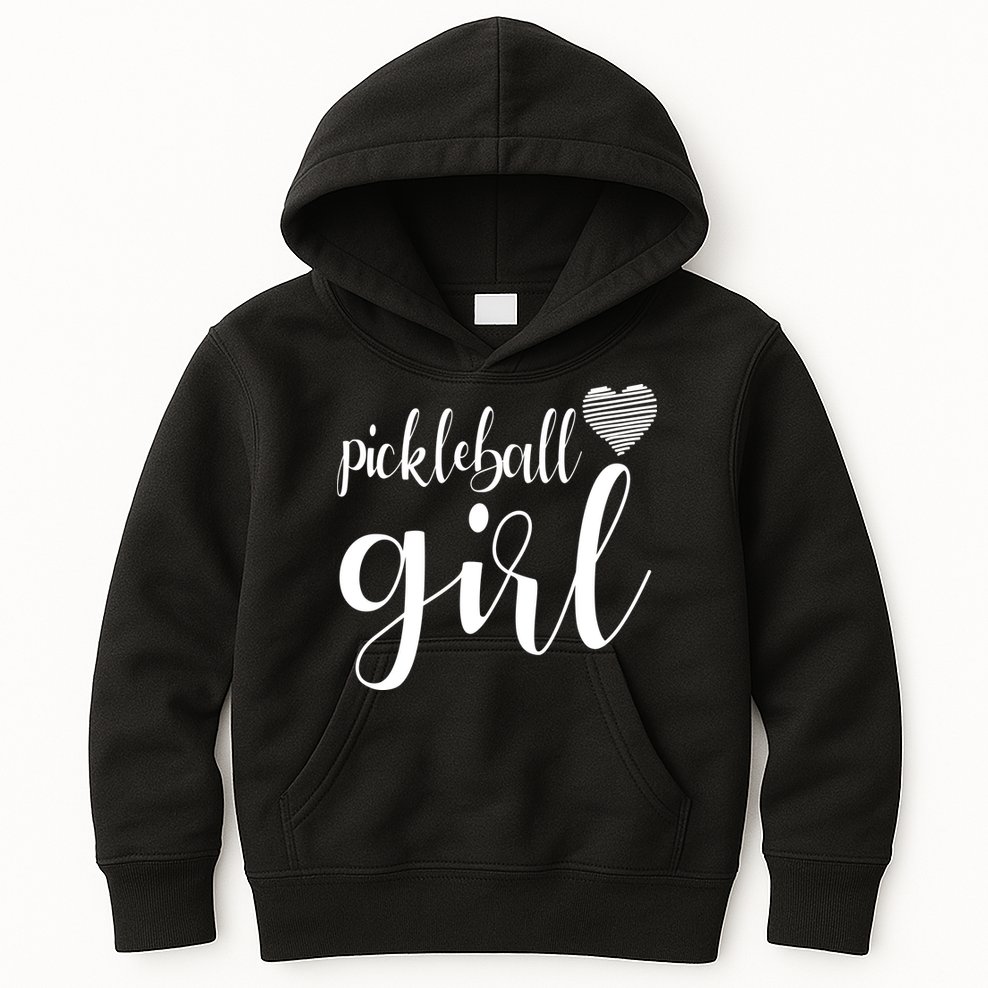 Pickleball Heart Girl Kids Hoodie