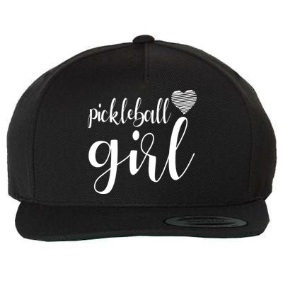 Pickleball Heart Girl Wool Snapback Cap