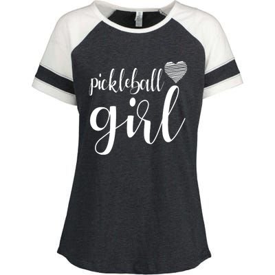 Pickleball Heart Girl Enza Ladies Jersey Colorblock Tee