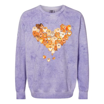 Pomeranian Heart Gift Dog Lover Colorblast Crewneck Sweatshirt