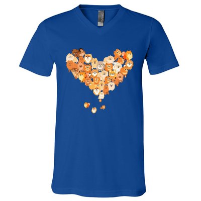 Pomeranian Heart Gift Dog Lover V-Neck T-Shirt