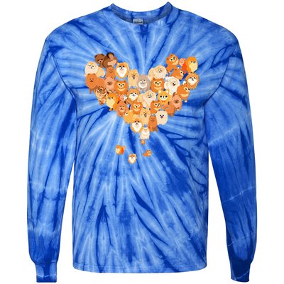 Pomeranian Heart Gift Dog Lover Tie-Dye Long Sleeve Shirt