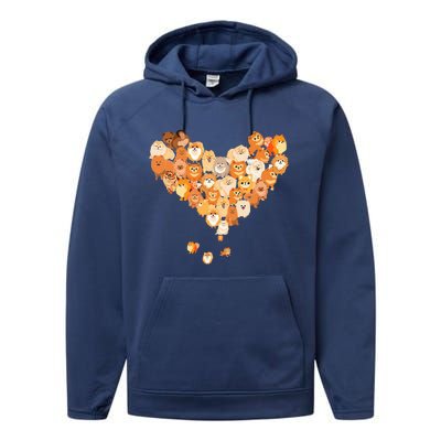 Pomeranian Heart Gift Dog Lover Performance Fleece Hoodie