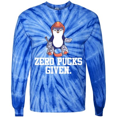 Penguin Hockey Goalkeeper Funny Zero Pucks Given Funny Gift Tie-Dye Long Sleeve Shirt