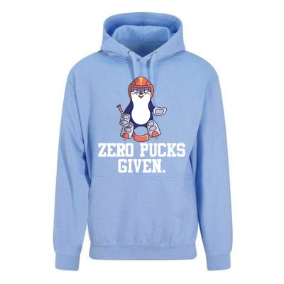 Penguin Hockey Goalkeeper Funny Zero Pucks Given Funny Gift Unisex Surf Hoodie