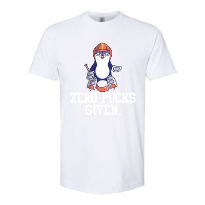 Penguin Hockey Goalkeeper Funny Zero Pucks Given Funny Gift Softstyle CVC T-Shirt