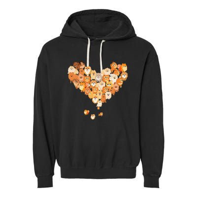 Pomeranian Heart Gift Dog Lover Garment-Dyed Fleece Hoodie