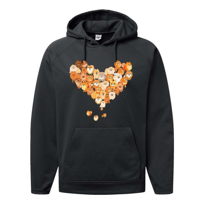 Pomeranian Heart Gift Dog Lover Performance Fleece Hoodie