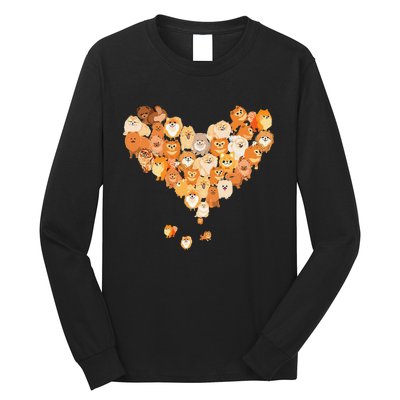 Pomeranian Heart Gift Dog Lover Long Sleeve Shirt