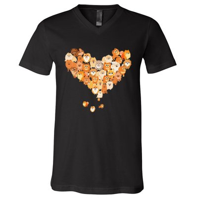 Pomeranian Heart Gift Dog Lover V-Neck T-Shirt