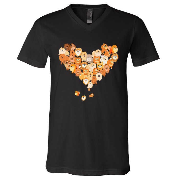 Pomeranian Heart Gift Dog Lover V-Neck T-Shirt