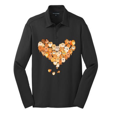 Pomeranian Heart Gift Dog Lover Silk Touch Performance Long Sleeve Polo