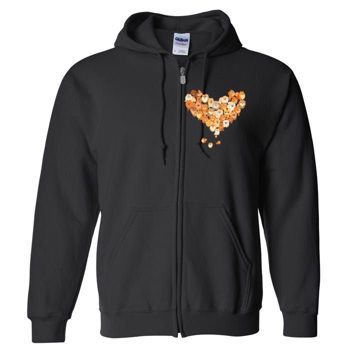 Pomeranian Heart Gift Dog Lover Full Zip Hoodie