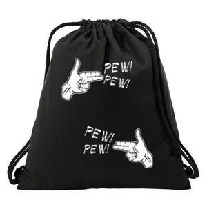 Pistol Hand Gun Noise Pew Pew Pew Drawstring Bag