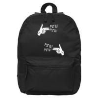 Pistol Hand Gun Noise Pew Pew Pew 16 in Basic Backpack