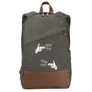 Pistol Hand Gun Noise Pew Pew Pew Cotton Canvas Backpack