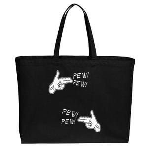 Pistol Hand Gun Noise Pew Pew Pew Cotton Canvas Jumbo Tote