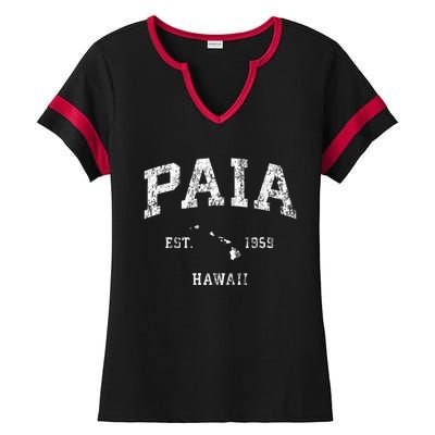 Paia Hawaii Hi Vintage Athletic Sports Design Ladies Halftime Notch Neck Tee