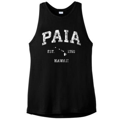 Paia Hawaii Hi Vintage Athletic Sports Design Ladies PosiCharge Tri-Blend Wicking Tank