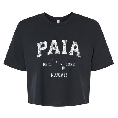 Paia Hawaii Hi Vintage Athletic Sports Design Bella+Canvas Jersey Crop Tee