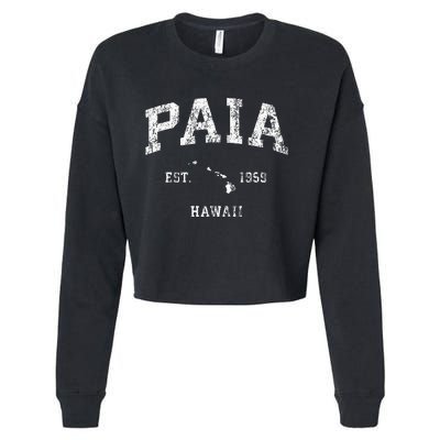 Paia Hawaii Hi Vintage Athletic Sports Design Cropped Pullover Crew