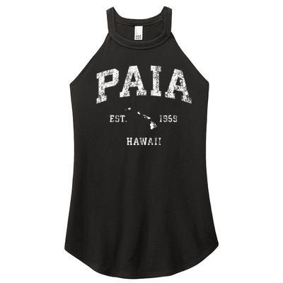 Paia Hawaii Hi Vintage Athletic Sports Design Women’s Perfect Tri Rocker Tank