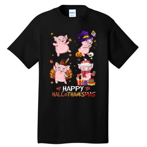 Pig Happy Hallothanksmas Halloween Thanksgiving Xmas Tall T-Shirt