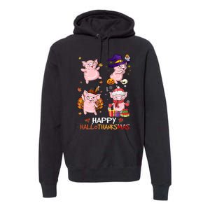 Pig Happy Hallothanksmas Halloween Thanksgiving Xmas Premium Hoodie