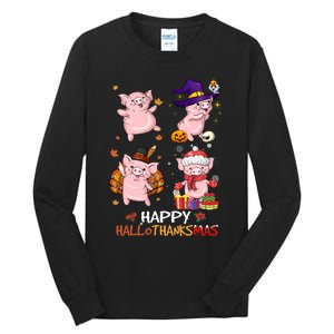 Pig Happy Hallothanksmas Halloween Thanksgiving Xmas Tall Long Sleeve T-Shirt