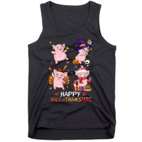 Pig Happy Hallothanksmas Halloween Thanksgiving Xmas Tank Top