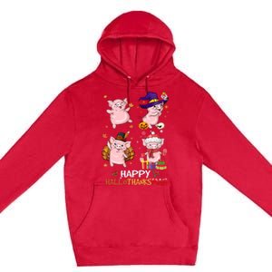 Pig Happy Hallothanksmas Halloween Thanksgiving Xmas Premium Pullover Hoodie