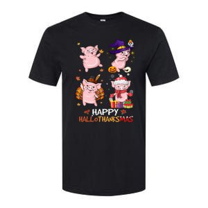 Pig Happy Hallothanksmas Halloween Thanksgiving Xmas Softstyle CVC T-Shirt