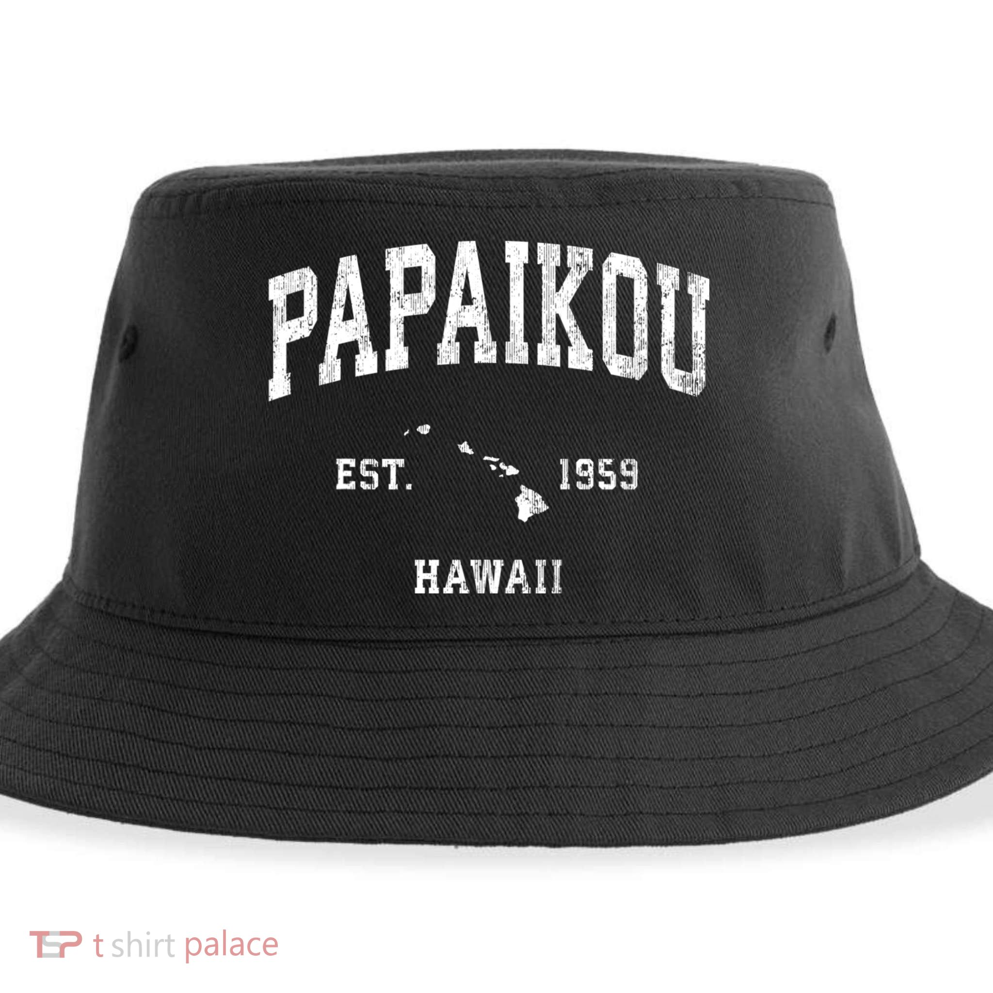 Papaikou Hawaii Hi Vintage Athletic Sustainable Bucket Hat