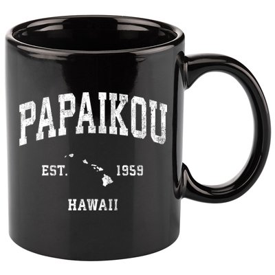 Papaikou Hawaii Hi Vintage Athletic 11oz C Handle Ceramic Mug