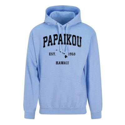 Papaikou Hawaii Hi Vintage Athletic Unisex Surf Hoodie