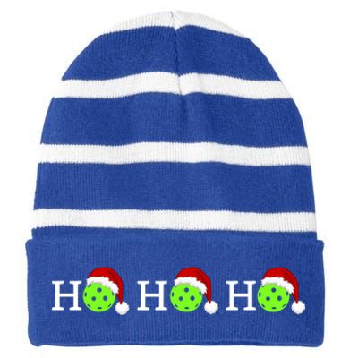 Pickleball Ho Ho Ho Christmas Gift Striped Beanie with Solid Band