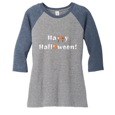 Pickleball Halloween | Happy Halloween | Fun Pickleball | Great Pickleball Women's Tri-Blend 3/4-Sleeve Raglan Shirt