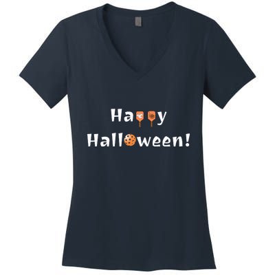 Pickleball Halloween | Happy Halloween | Fun Pickleball | Great Pickleball Women's V-Neck T-Shirt