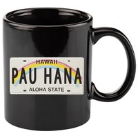 Pau Hana Hawaii License Plate 11oz C Handle Ceramic Mug